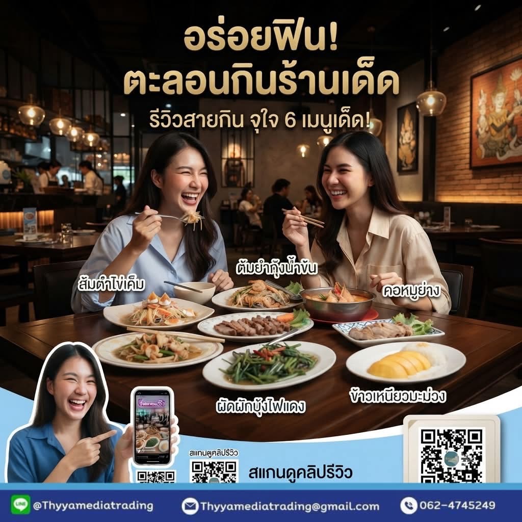 Food review content production with Thai cuisine