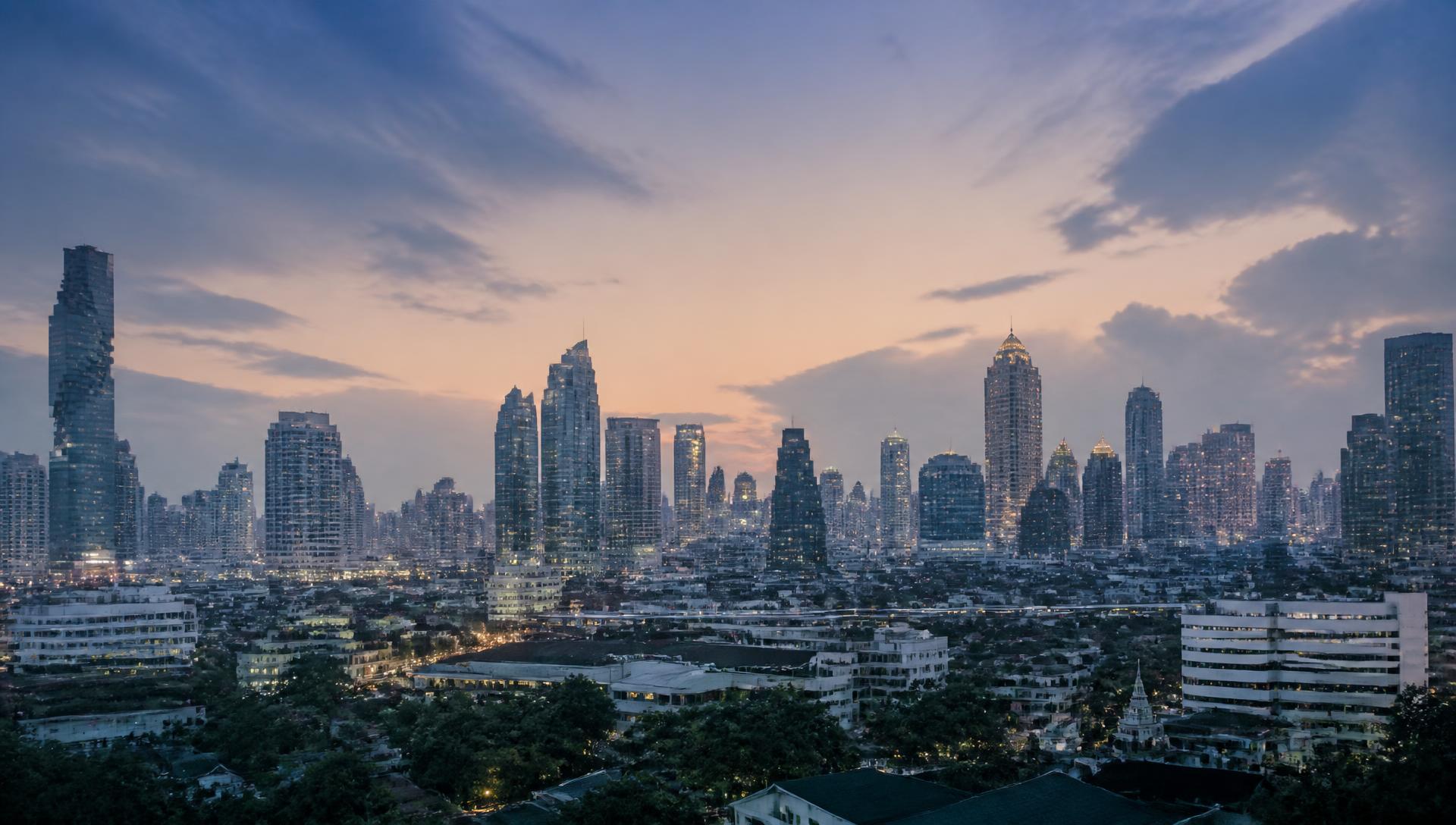 Bangkok skyline at dusk